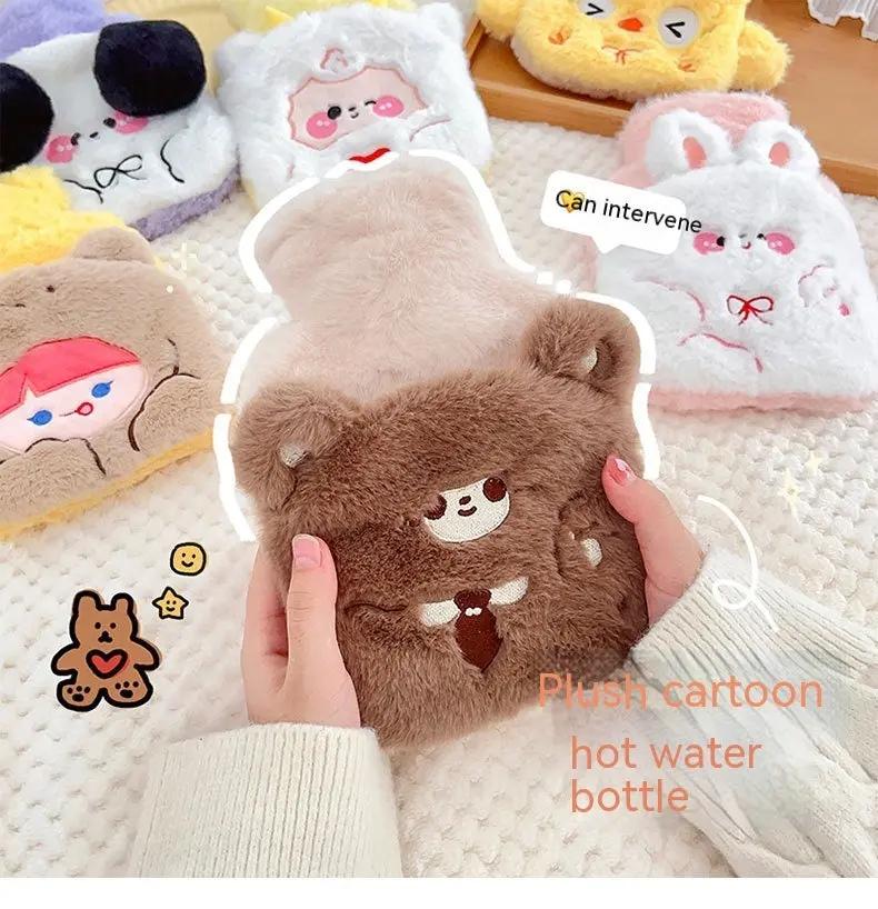 Cute Plush Bear Hot Water Bag – Refillable Soft Warmer for Pain Relief & Winter Comfort null