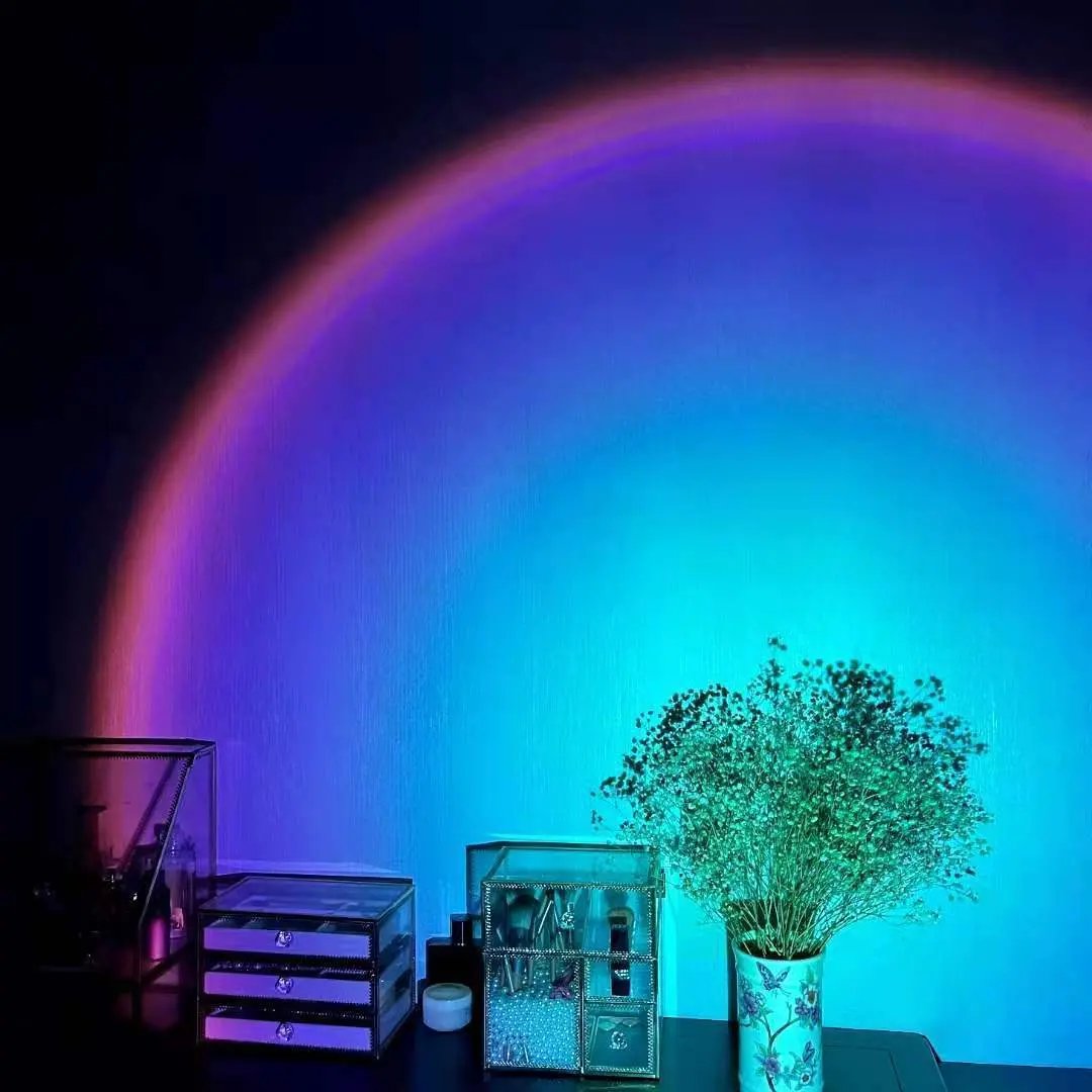Rechargeable Rainbow & Sunset Projection Lamp – Ambient LED Mood Light for Bedroom & Home null