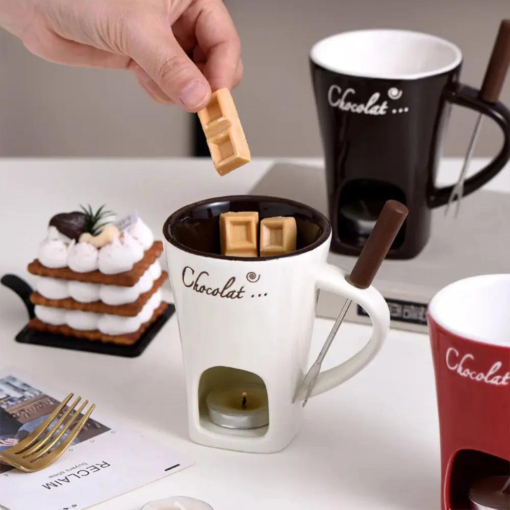 Mini Fondue Mug Set – Personal Chocolate, Cheese & Butter Warmer Kit null