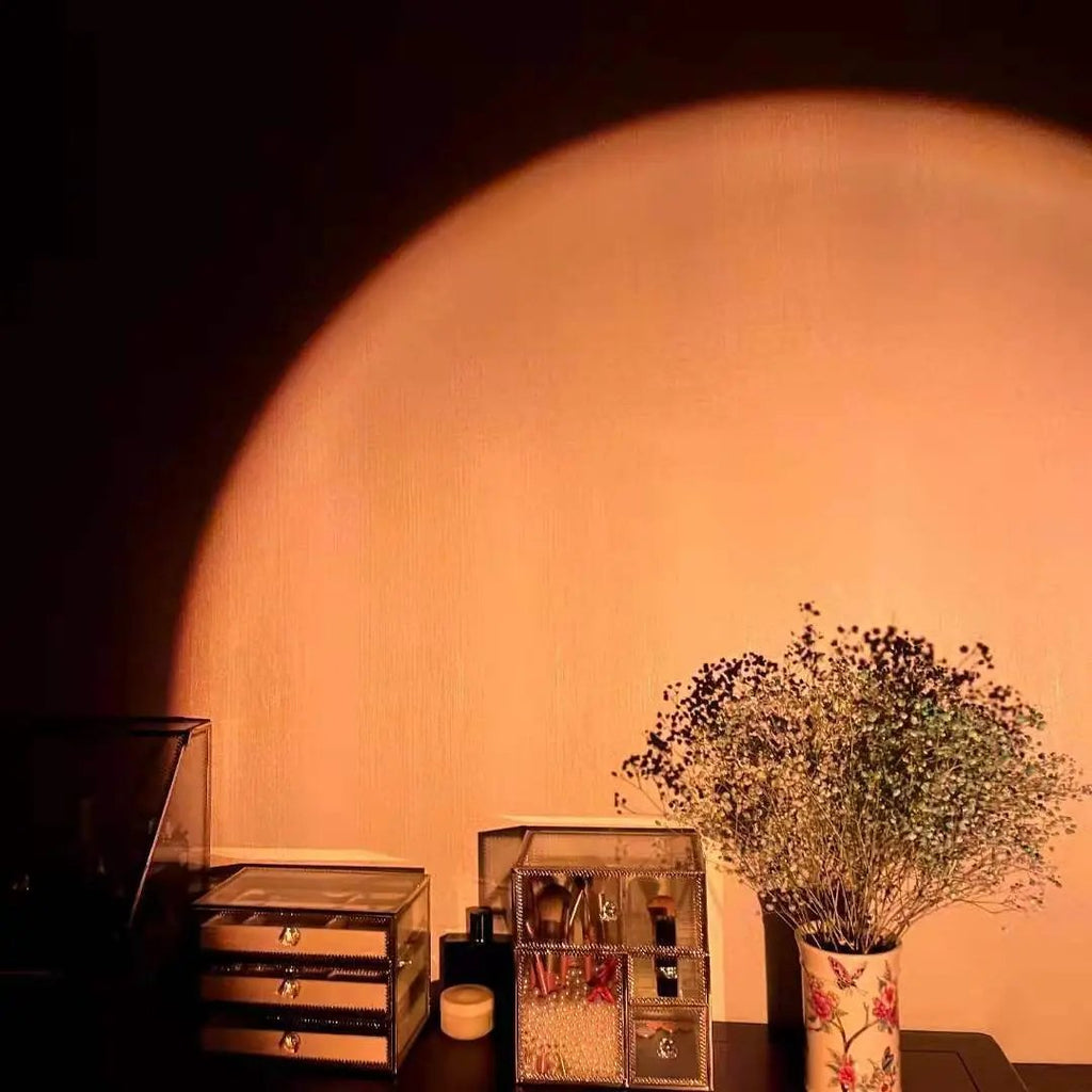 Rechargeable Rainbow & Sunset Projection Lamp – Ambient LED Mood Light for Bedroom & Home null