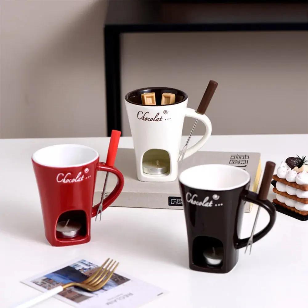 Mini Fondue Mug Set – Personal Chocolate, Cheese & Butter Warmer Kit null